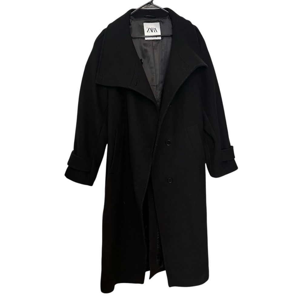 Zara Women’s Oversized Wool Blend Coat Size L Black